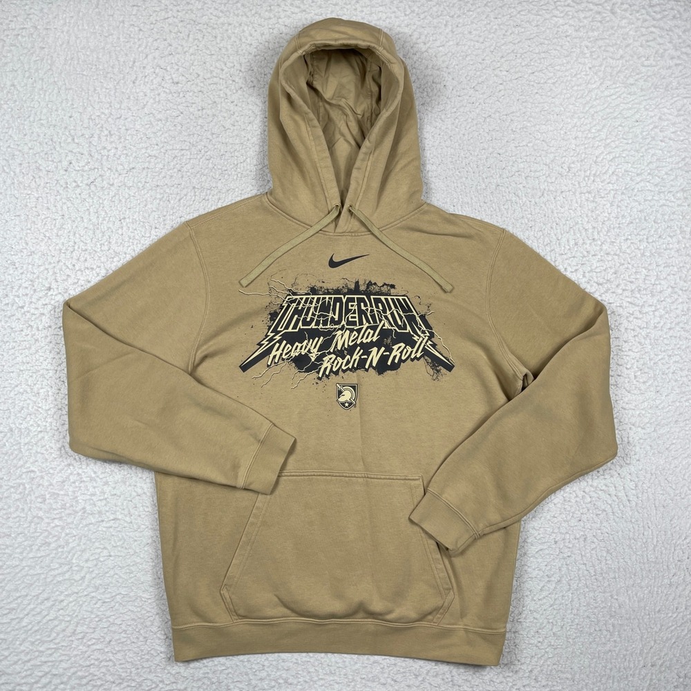 Army Black Knights Nike Hoodie Mens M Tan Club Fleece Thunder Run Heavy Metal